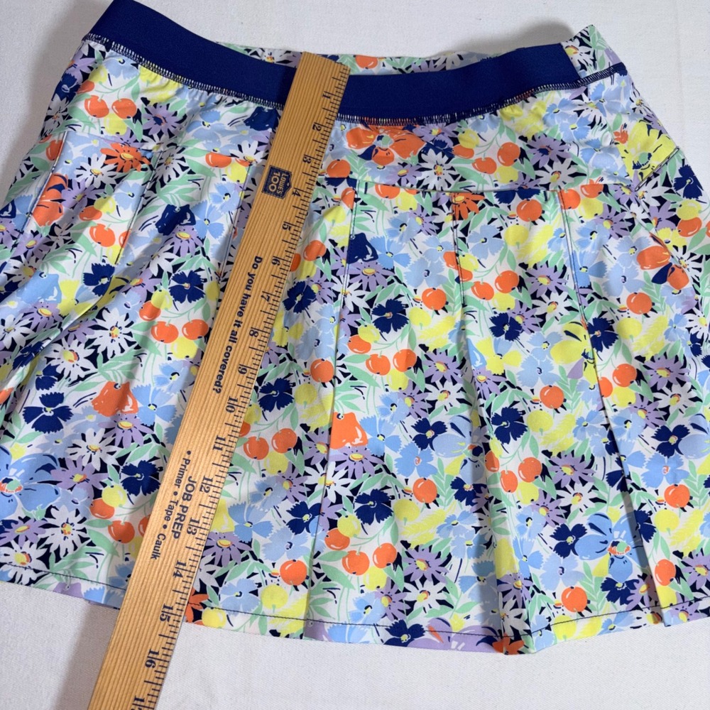 RLX Ralph Lauren Golf Skort Medium Blue Floral Fruit New Water Repellent Pleated - Picture 10 of 10